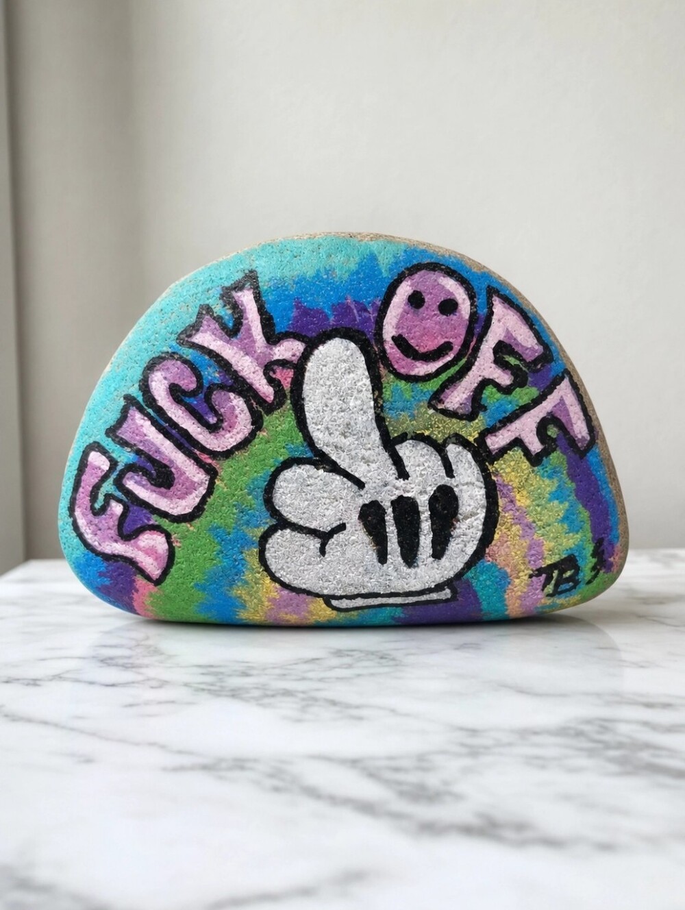 Hand-Painted Lucky Rock Art - Multicolor